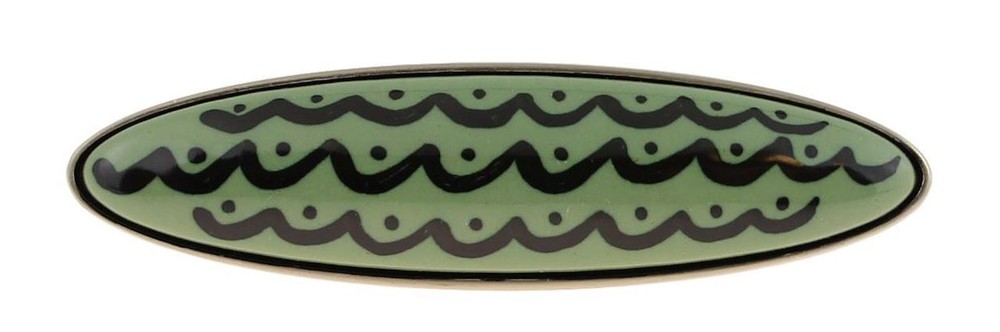 3" Sage Green Wave Pull Satin Nickel