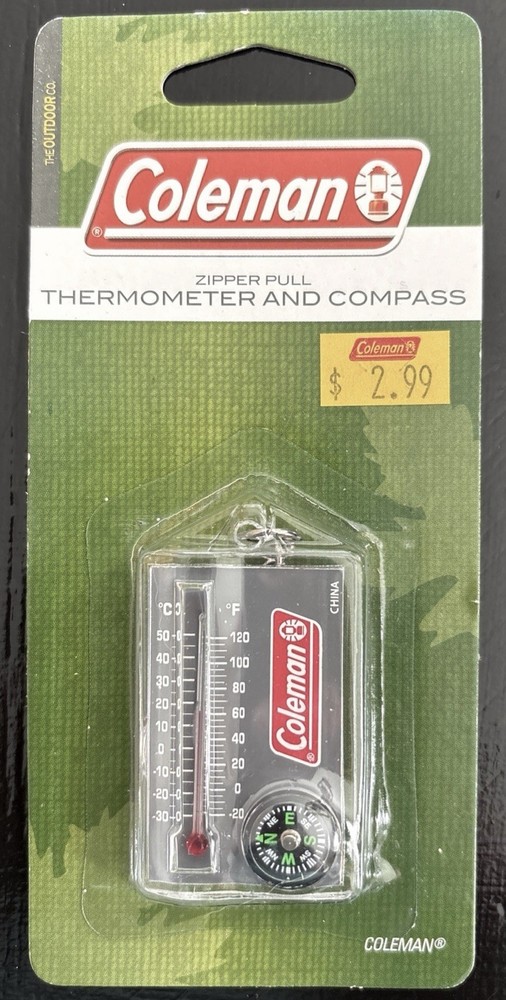 Coleman Zipper Pull Thermometer & Compass 2009 Model #2000004523 NIP