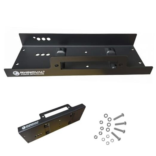 Universal Winch Mounting Plate, 10" x 4.5" Raised Bolt Pattern, Matte Black
