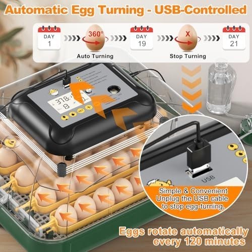 30 Egg Incubator with Humidity Display, Egg Candler, Automatic Egg Turner,