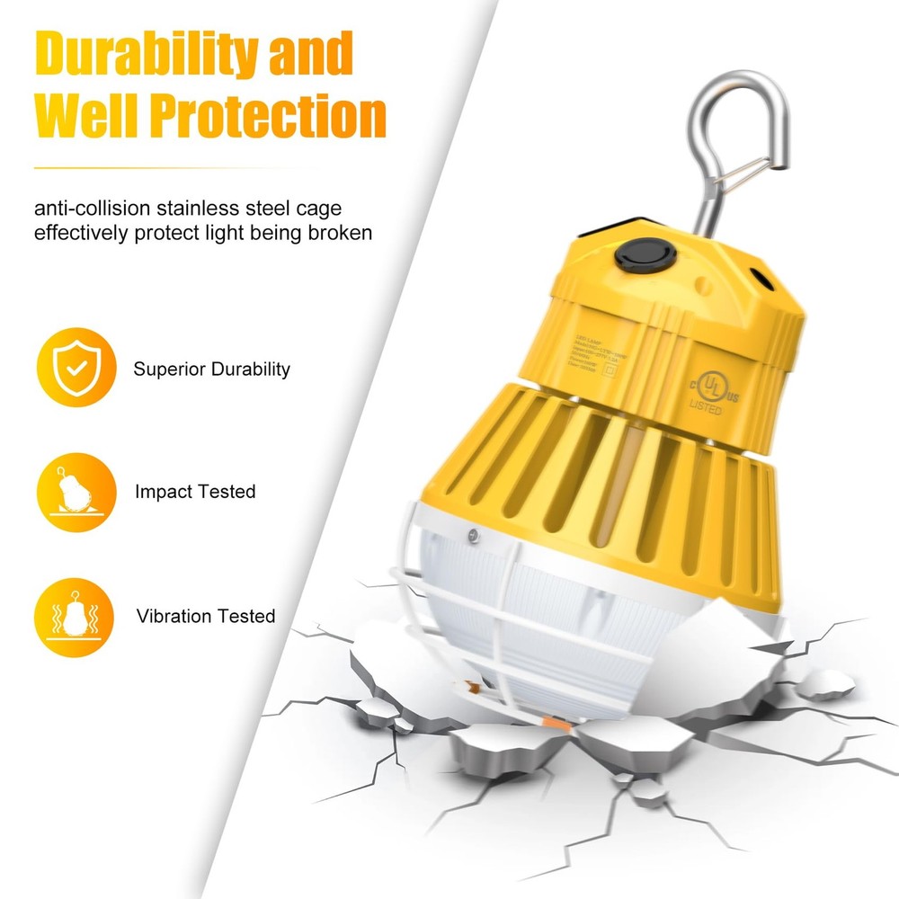 LED Temporary Work Light 100W Warehouse Construction Hanging Lights -Linkable