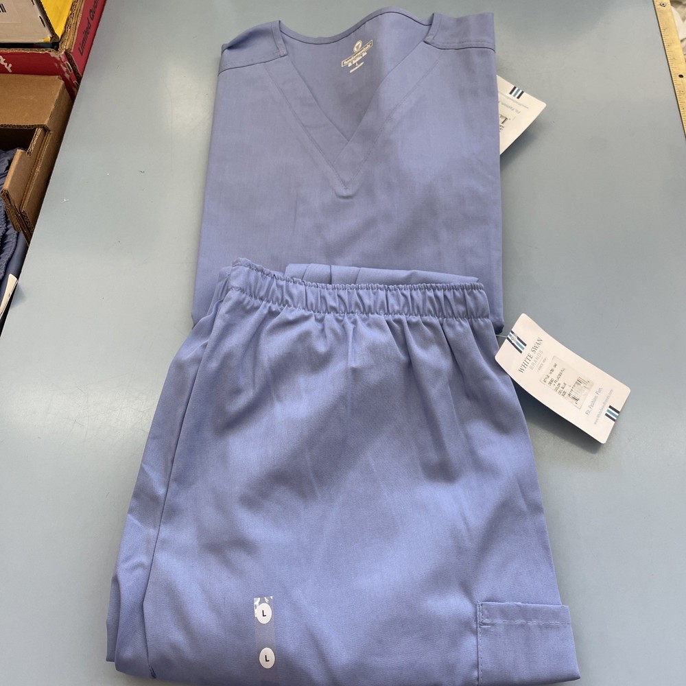 White Swan Scrubs Set Blue Large
