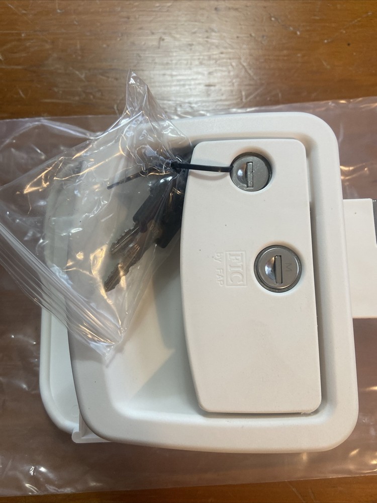 White Leonardo RV Camper Entry Door Lock W/Keys Fastec FIC LEO-WHT NEW