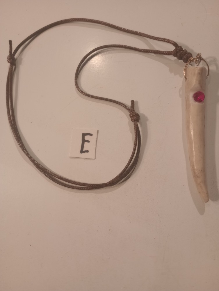 Deer Antler Necklace with a leather adjustable cord.