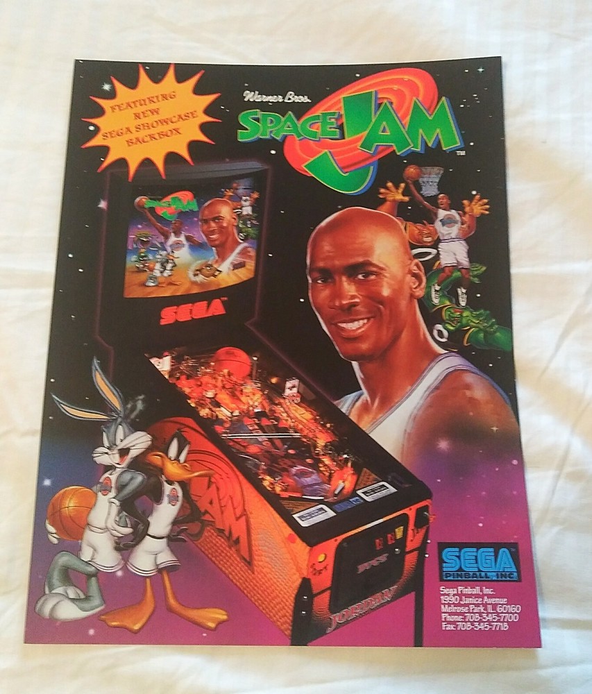 Space Jam Pinball FLYER Original NOS 1996 Michael Jordan Bugs Bunny Nice!