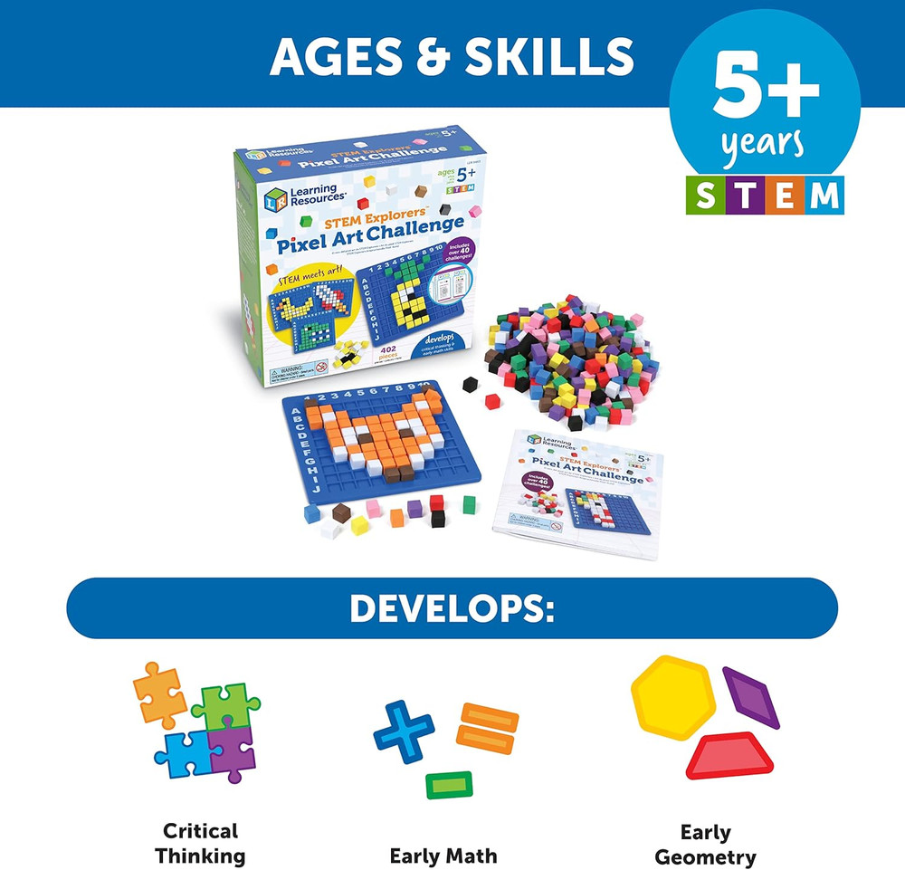 STEM Explorers Pixel Art Challenge - Math Puzzles, Pattern Blocks, Creativity...