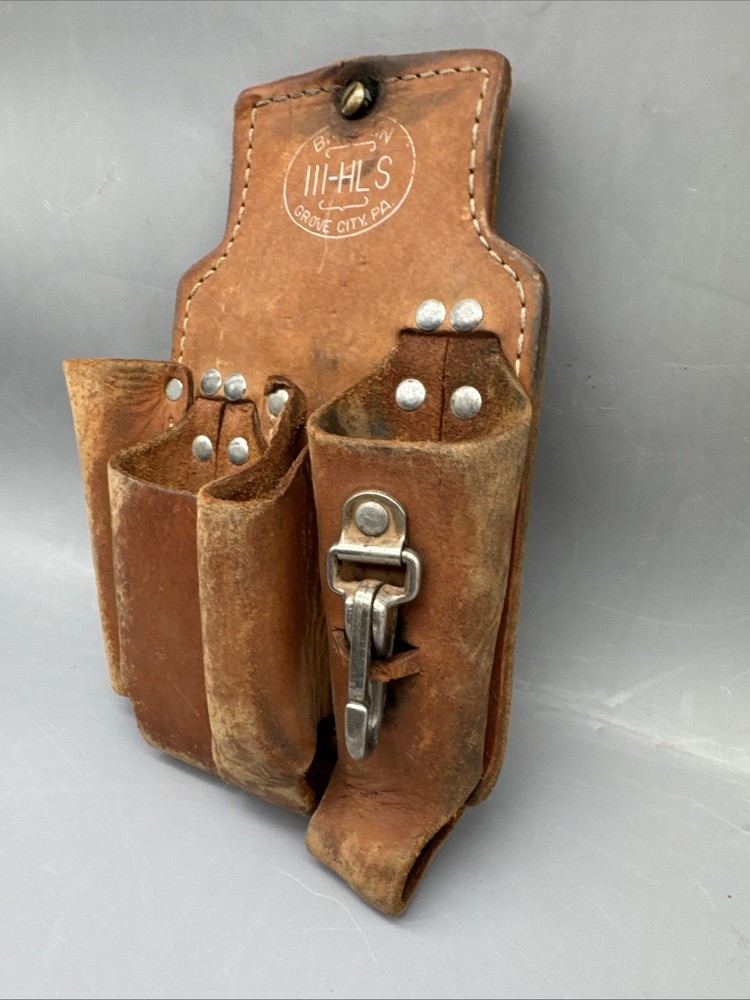 Bashlin 111-HLS LEATHER TOOL HOLDER BELT MOUNTED HIGH LINE ELECTRICAL TOOLS