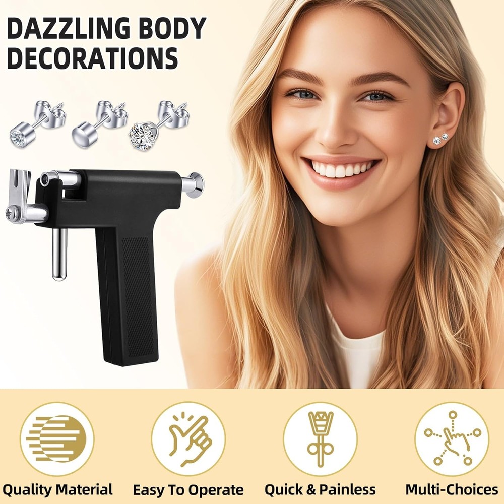 Ear Piercing Kit - Self-Piercing Tool with Studs & Accessories for Home Use