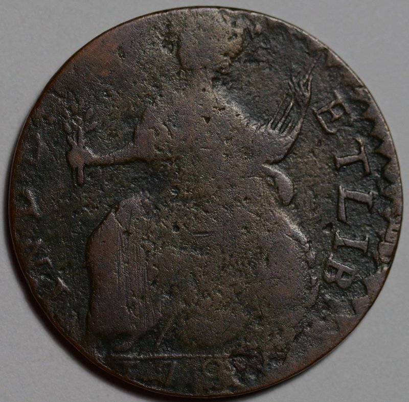 1786 Vermont Colonial Copper, Bust Left, RR-11, R4