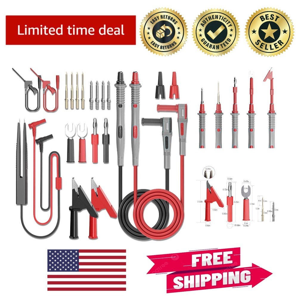Comprehensive Multimeter Testing Kit with Replaceable Probes & Clips - 21PCS