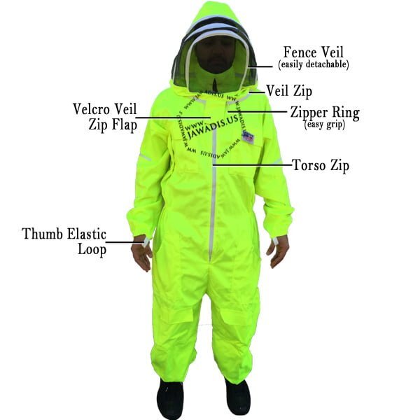 Fluorescent Yellow Full Bee Suit - L Size Beekeeping Protective Gear