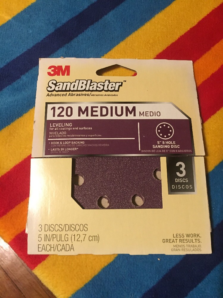 3M  5 in. Dia. Sanding Disc  120 Grit Medium  Hook and Loop  3 pk E2
