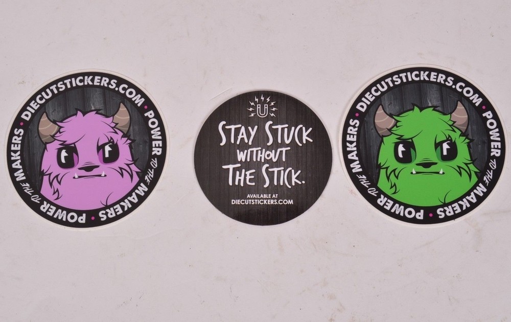 DIECUT STICKERS SAMPLES STICK BEFORE YOU COMMIT pack of 6 plus bonus magnet