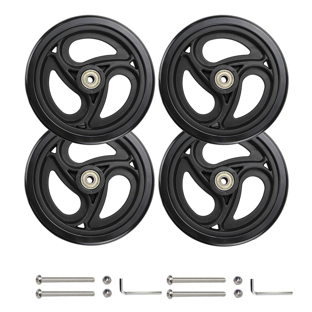 4 Pcs 6" Replacement Wheels for Rollator Walker & Wheelchairs - Black Rollator P
