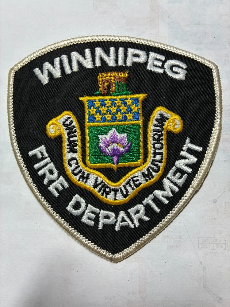 Winnipeg  CANADA Fire Department patch, white stitching. Free Shipping