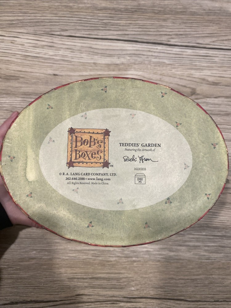 Bob’s boxes Lang Decorative Teddy’s garden oval shaped box primitive teddy bears