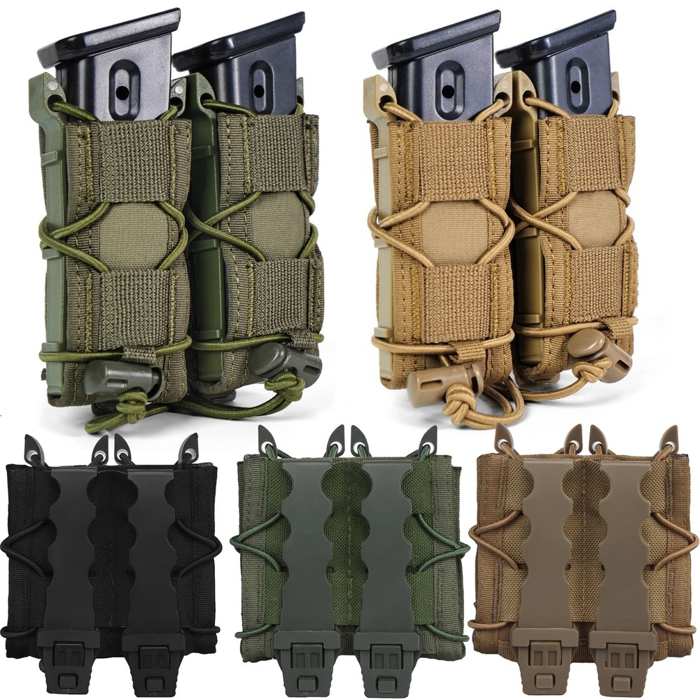 Tactical Pistol Double Magazine Holder 9mm Mag Pouch for Glock/Single/Dual Stack