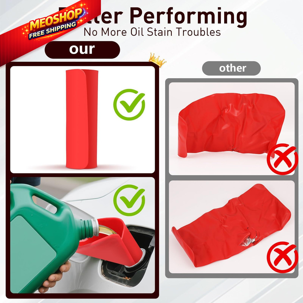 Babelshar Foldable Flexible Funnel for Oil Change, Form a Red