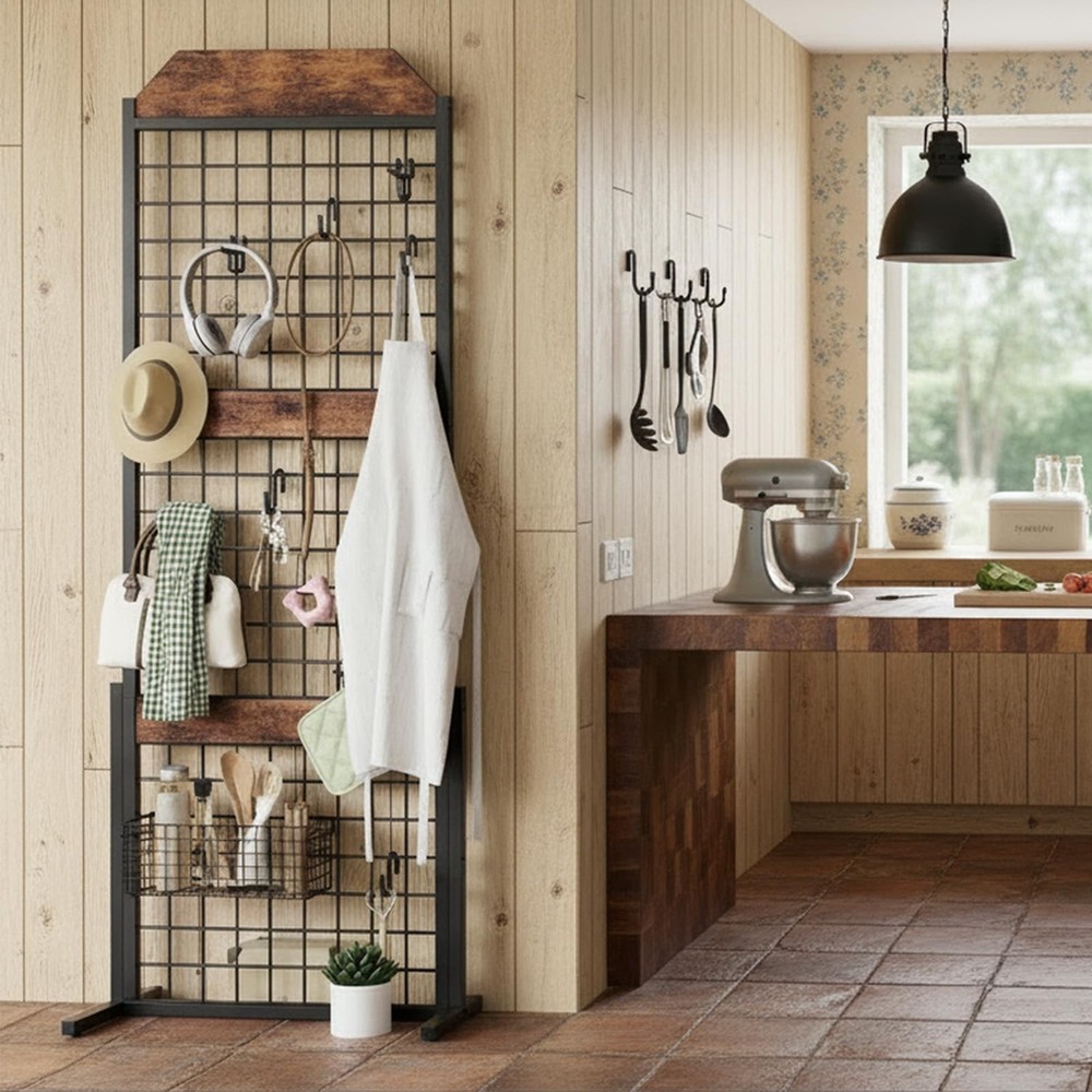 Grid Wall Panel 1.7' x 5.6' Ft Grid Display Rack, Gridwall Panel Display Stan...