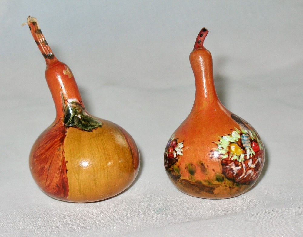 Miniature GOURDS Hand Painted & Signed 2 1/2" ~ OOAK
