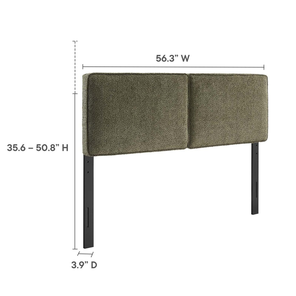 Modway Lindee Boucle Fabric Full Headboard in Sage
