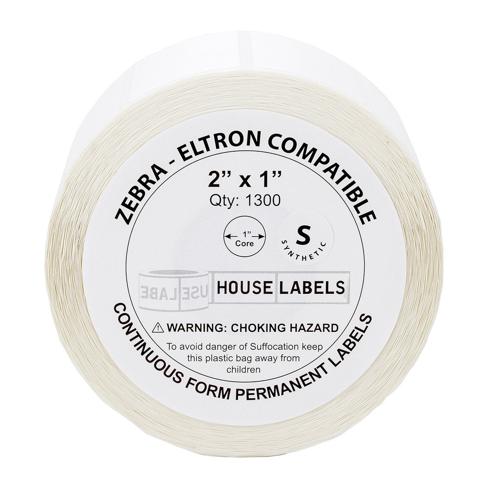 ZEBRA 2" x 1" POLYPROPYLENE- Direct Thermal (1) Roll 1300 Labels per Roll