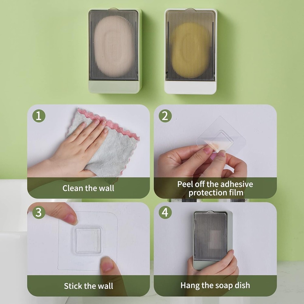 Versatile Wall Mounted Soap Holder - 2 Pack for Bathroom & Kitchen Use