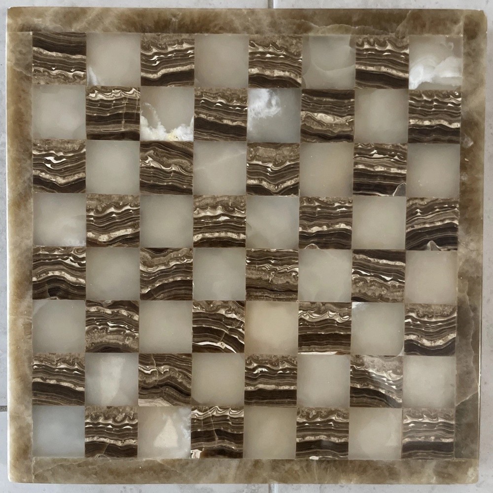 MIDCENTURY ONYX MARBLE CHESS SET COMPLETE ALL PIECES