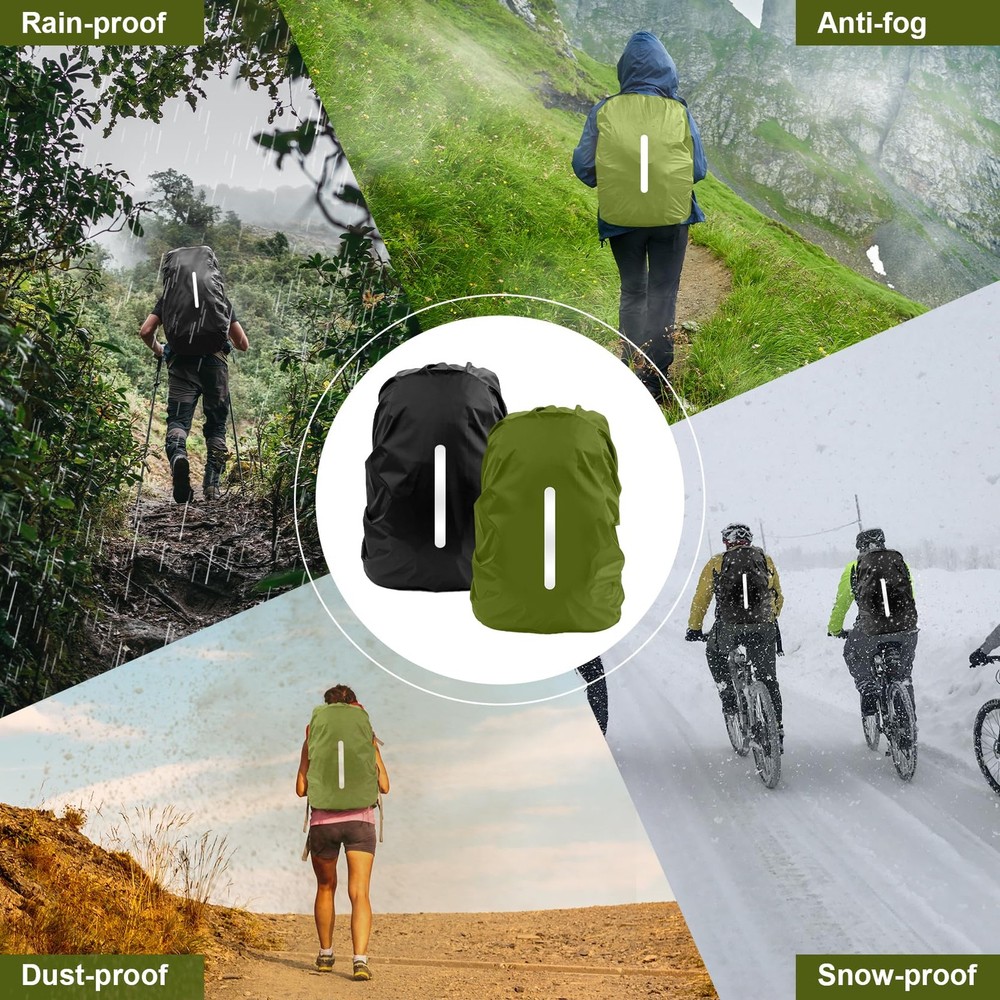 Waterproof Rain Cover for Backpack - Reflective Anti-Dust 2 Pack