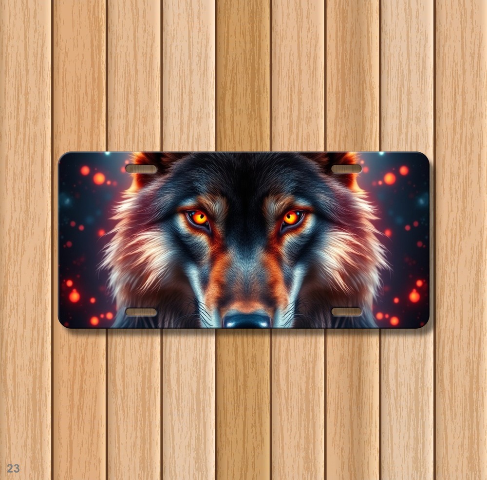 Hyperrealistic Wolf License Plate Name Plate Auto Tag Unique Gift