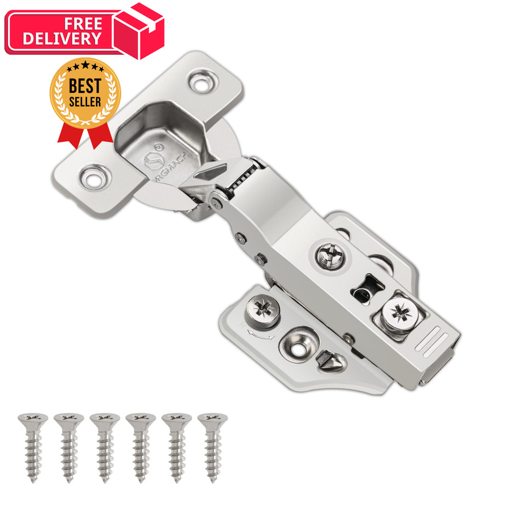 20 Pack Half Overlay Soft Close Cabinet 20 Pack, Overlay-Bright Nickel