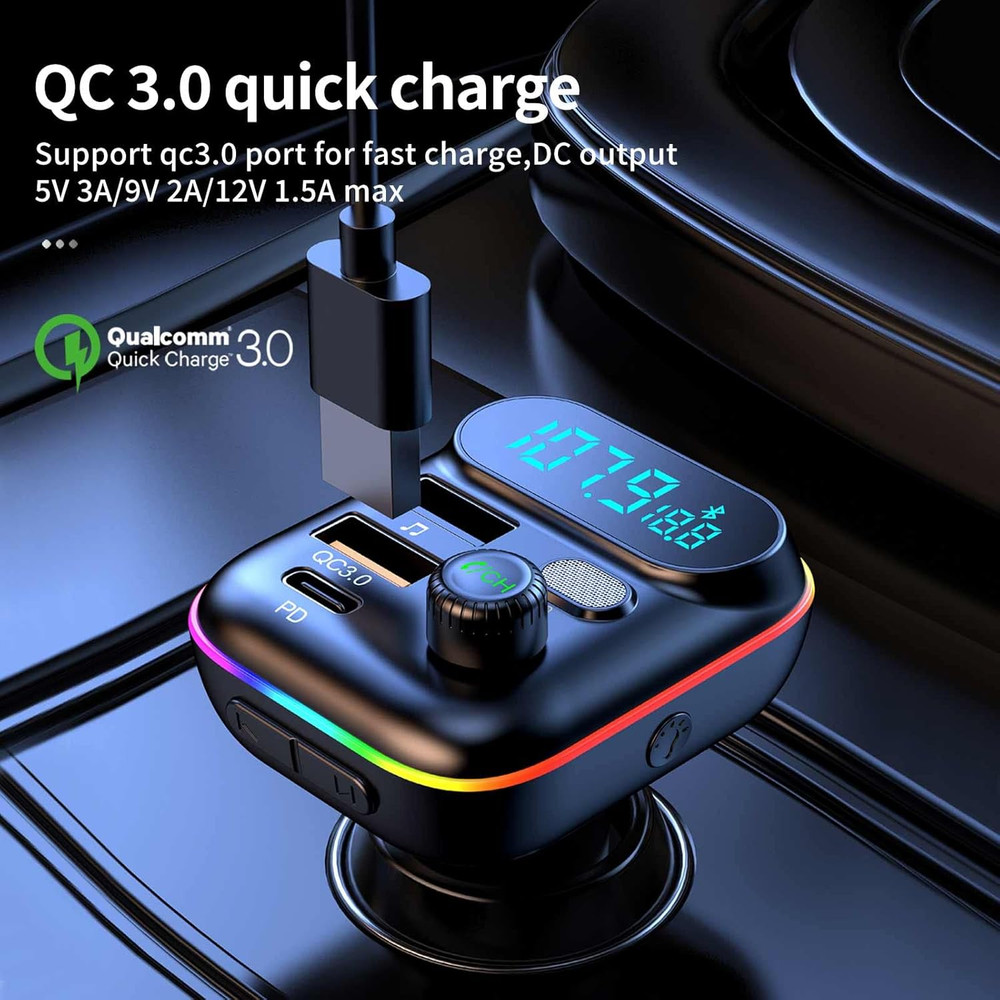 Bluetooth Adapter for Car, Wireless FM Radio Transmitter, Wireless Bluetooth 5.0