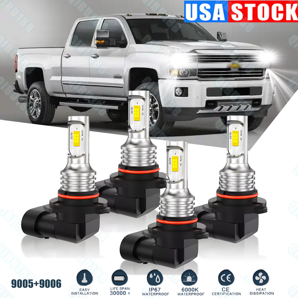 10000K LED Headlights light Bulbs for Chevy Silverado 1500 2500HD 3500 1999-2006