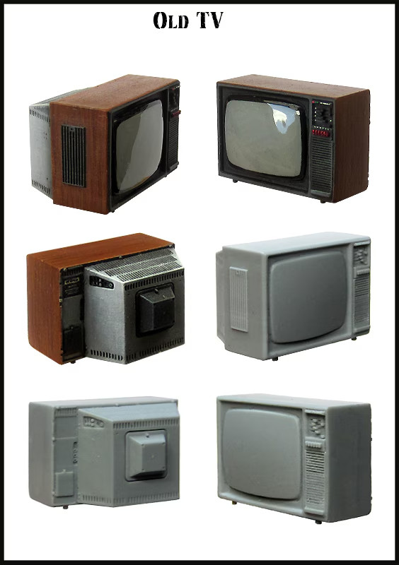 PARACEL MINIATURES  DIOROMA ACCESSORIES EMA-35010 OLD TV (ONE PIECE)