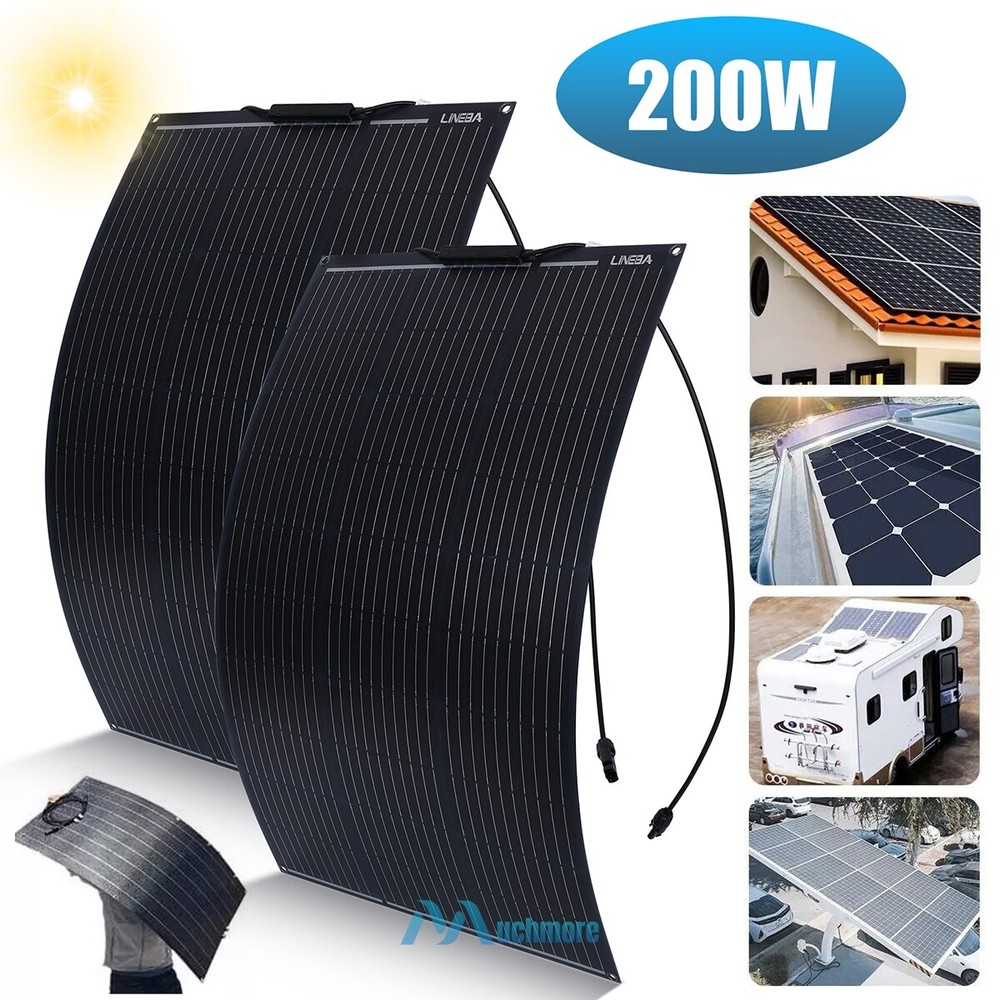 200W 18V Monocrystalline Solar Panel for RV Camping Home Caravan Boat Off Grid