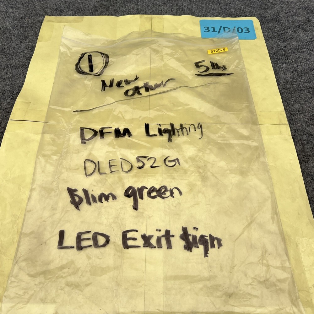 DFM Lighting DLED52G Slim Green LED Exit Sign With Battery Back-up New