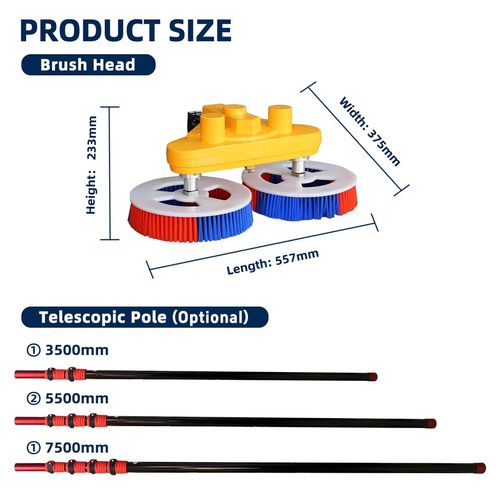Used solar panel cleaning brush–24ft/7.5m double-headed automatic rotation Brush