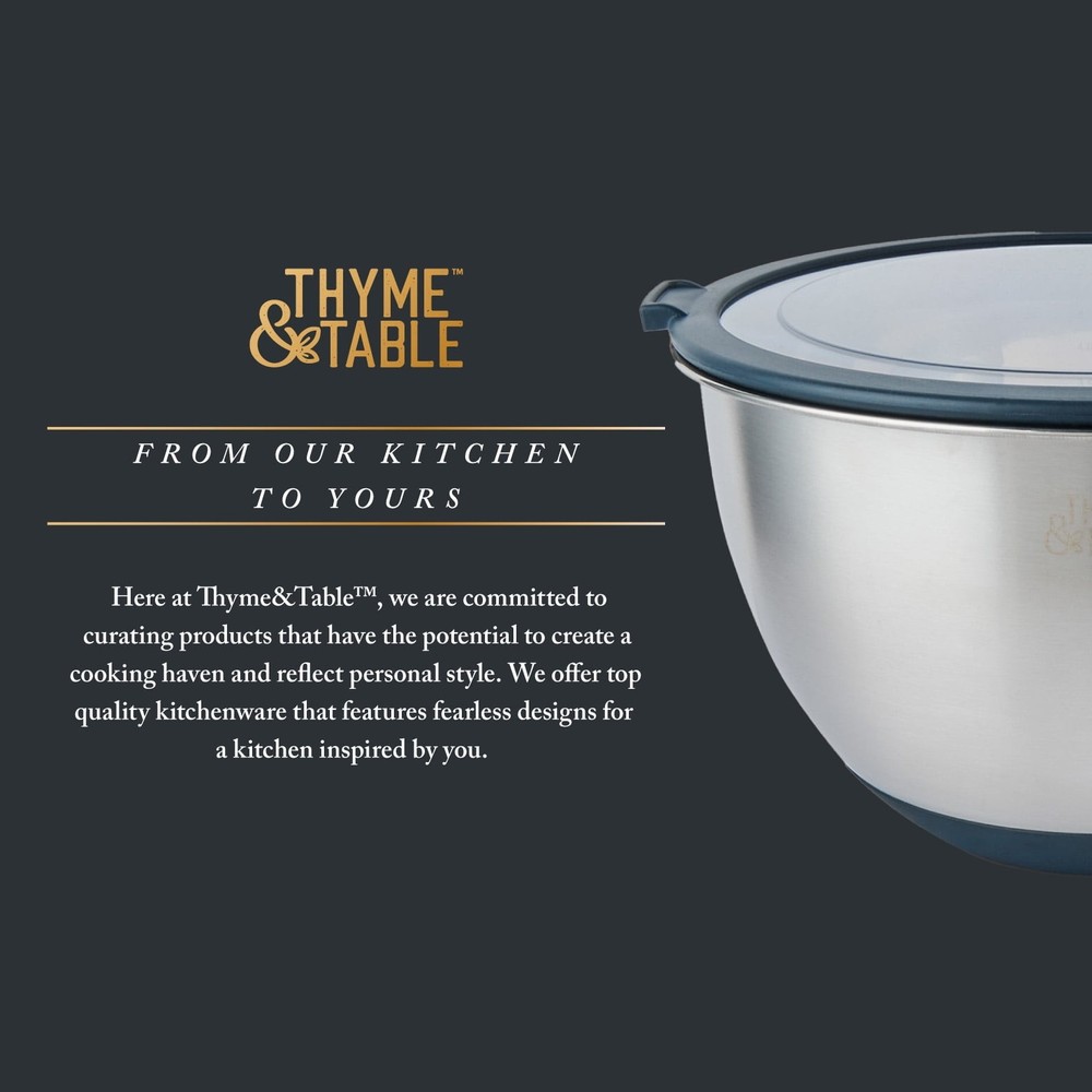 Thyme & Table 6-Piece Nesting Mixing Bowl Set with Easy Grip Transparent Lids