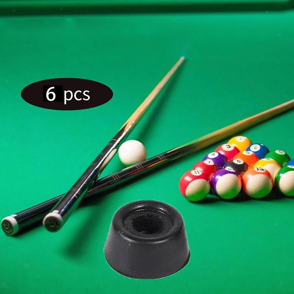 6 Pieces Billiard Cue Bottom Plug Multifunctional Protector with Screw Black