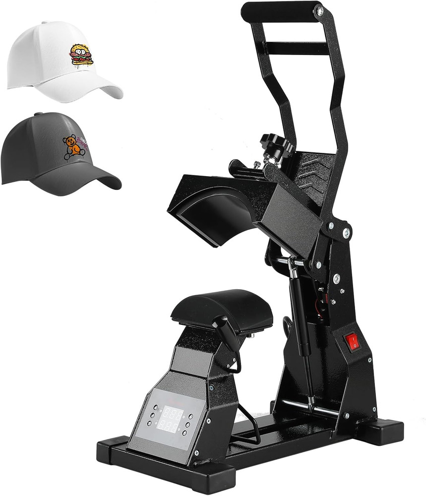 Black Hat Heat Press Machine with 2 Interchangeable Platens for Caps
