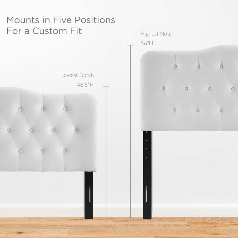 Modway Annabel Diamond Tufted Performance Velvet King Headboard in White