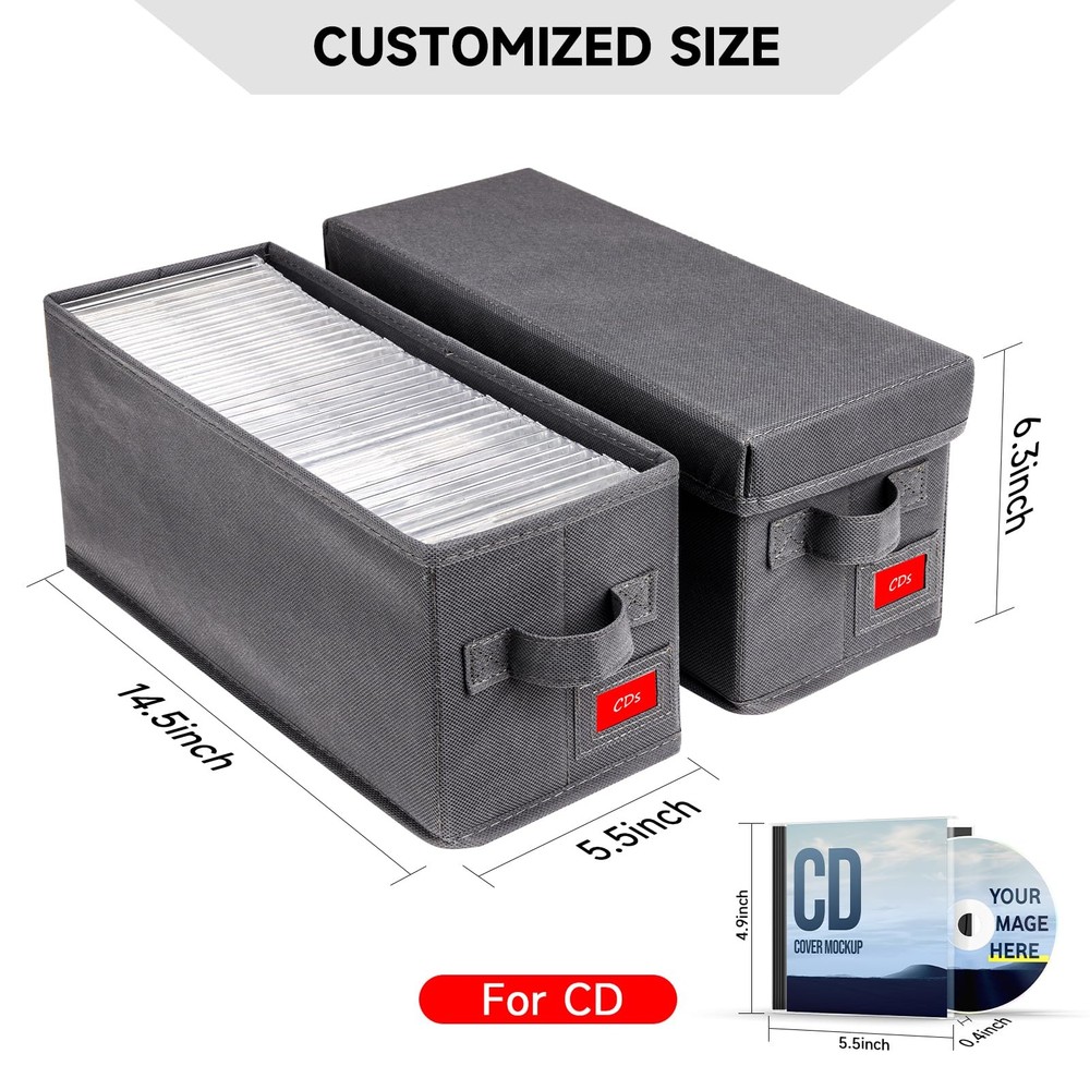 Upgrades CD Storage Box - Perfect CD Case Storage Solution, Stackable CD Orga...