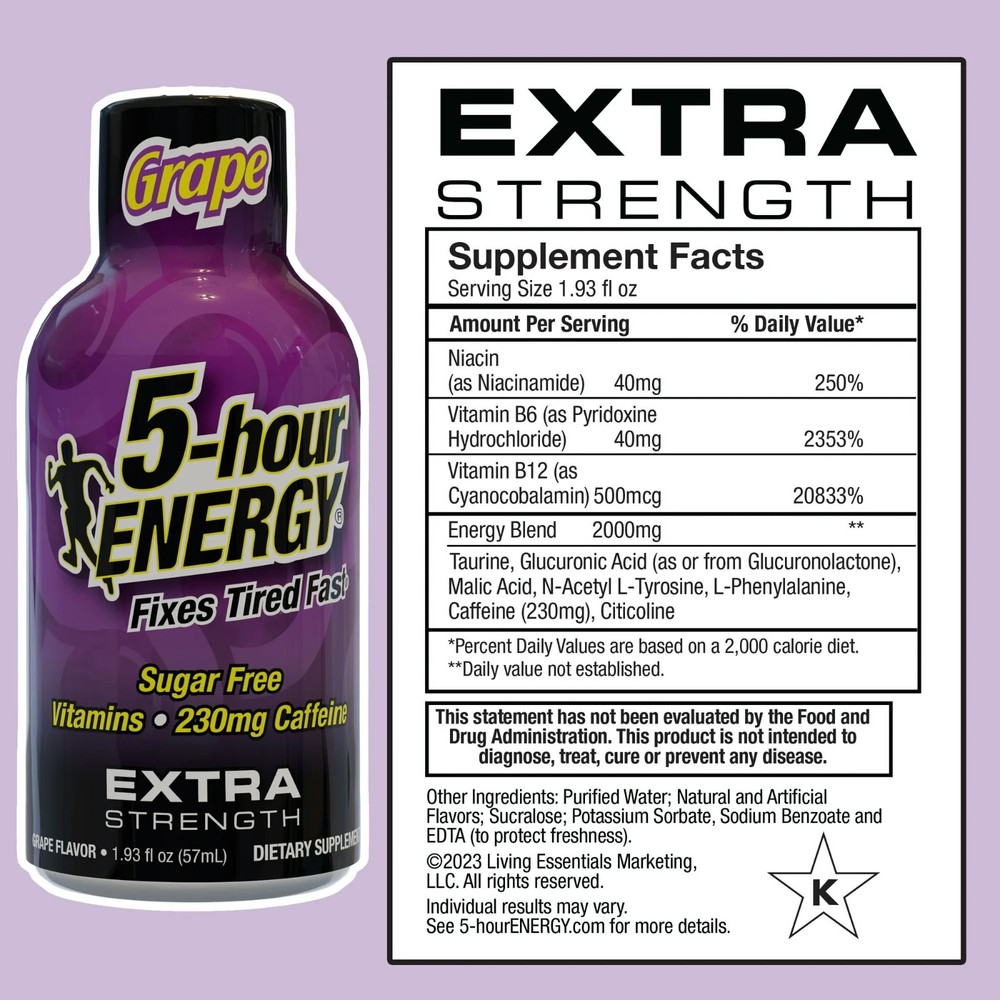 5-hour ENERGY Shot, Extra Strength, Grape, 30 Count