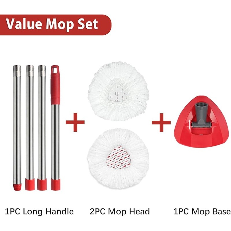 Ocedar Mop Compatible Microfiber Refills Triangle Mop Base Adjustable Handle New