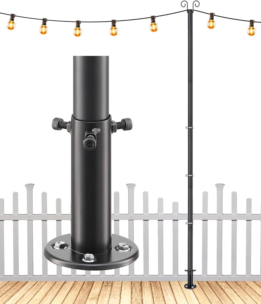 2 sets Deck Patio Light hanging Pole for Outside String Lights for Wedding Party