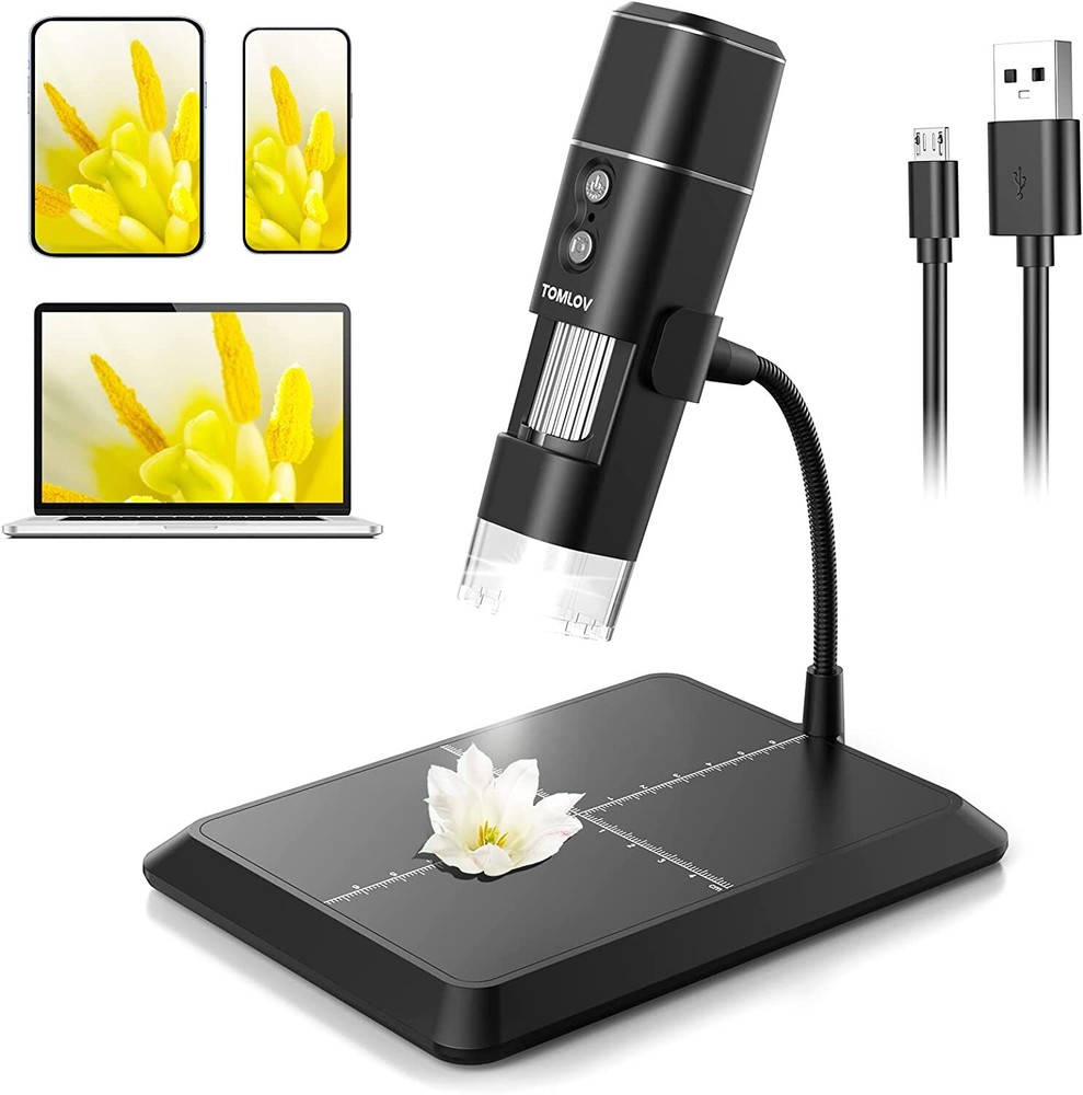 TOMLOV Wireless Digital Microscope 50X-1000X Magnification WiFi Handheld Microsc