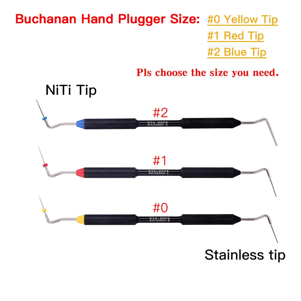 5X Dental Endo Buchanan Hand Plugger Tips Size #2 Instrument for Obturation