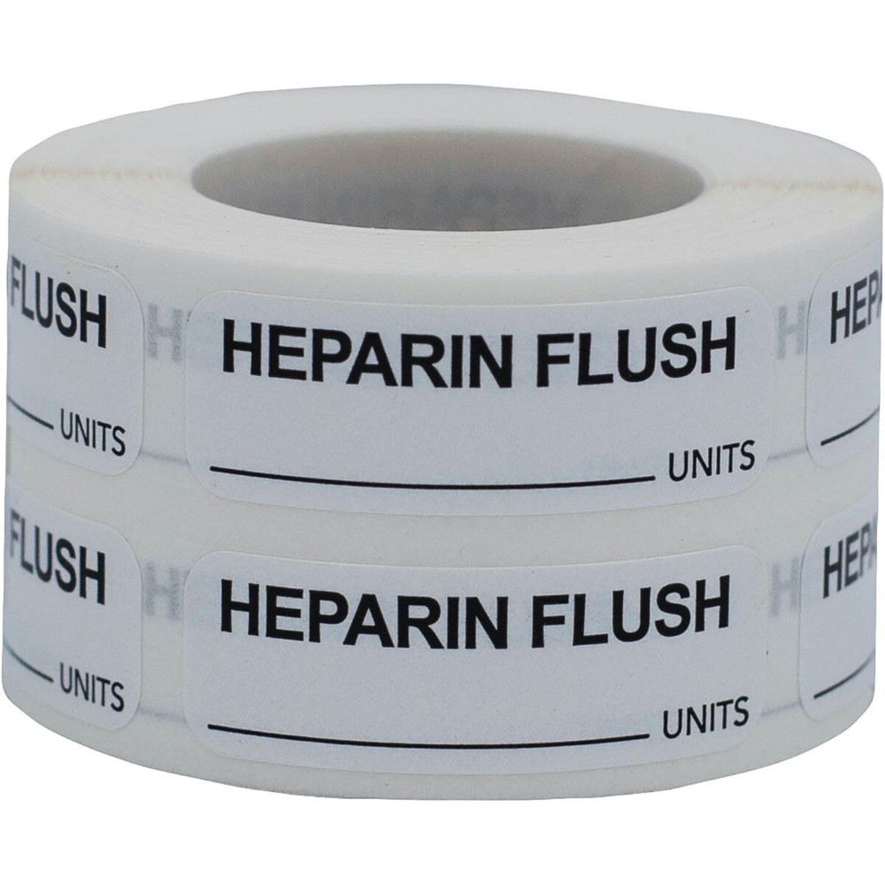 Heparin Flush Labels | 0.5″ x 1.5″ Rectangle - 500 Pack