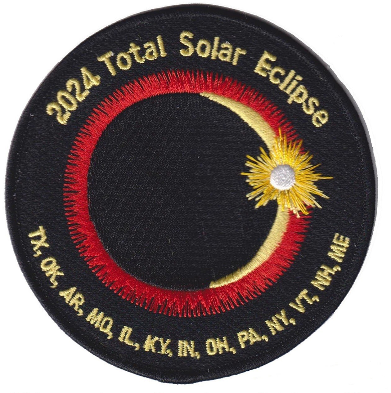 2024 Total Solar Eclipse 13 State Totality Sun Moon Space 4" Patch New