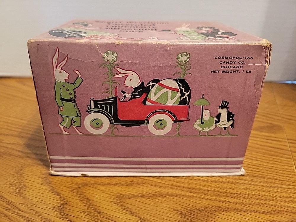 Cosmopolitan Candy Co Chicago Rabbits Chocolate Nut Fruit Eggs 1930s Easter Box